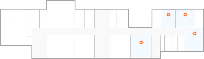 2F Main Office Map - From the 2F entrance, clockwise from the left, 2F features the Video Conference Room, restroom, Construction Division, Safety and Anti-Disaster Division, Situation Room, Economic Promotion Division, Director's Office, Ancillary Office, Director's Office, General Affairs Division, Deputy Mayor's Office, Mayor's Office, Reception Room, Large Conference Room, restroom, 2nd Conference Room, and Future Planning Center.